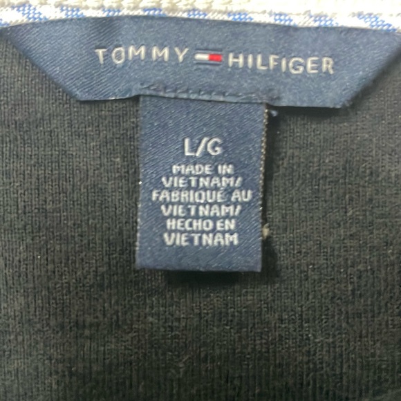 Tommy Hilfiger  Long-sleeve black tee, white boatneck collar, tunic, size L - Picture 6 of 8